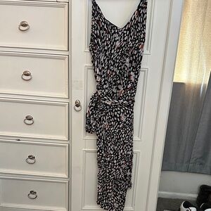 SHEIN Black and White Midi Dress with Pink Accents